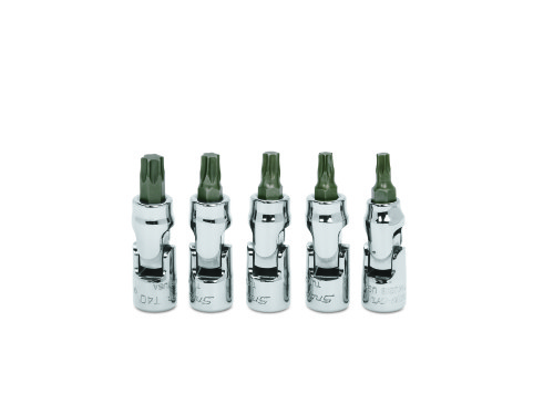 Jeu de 5 douilles courtes pour fixations Torx&reg; 1/4&rdquo; &agrave; cardan(T20 - T40)