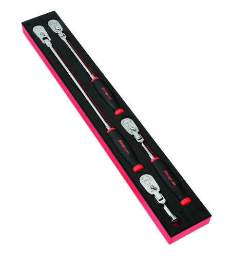 Jeu de 4 cliquets Dual 80&reg; &agrave; manche coussin&eacute; &agrave; t&ecirc;te articul&eacute;e &agrave; prise 3/8 po avec&nbsp;module en mousse, rouge