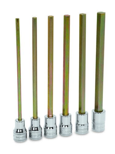 Jeu de 6 douilles tournevis long pour vis, 6 pans creux 1/2