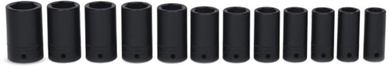Jeu de 12 douilles 1/2&rsquo;&rsquo; Flank Drive&reg; m&eacute;trique impact demi longues &agrave; 6 pans (15 mm &agrave; 25 mm, 27 mm) &nbsp;