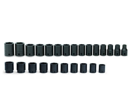 Jeu de 25 douilles impact courtes m&eacute;triques Flank Drive&reg;6 pans &agrave; prise 1/2&rdquo;, (10 - 36 mm)