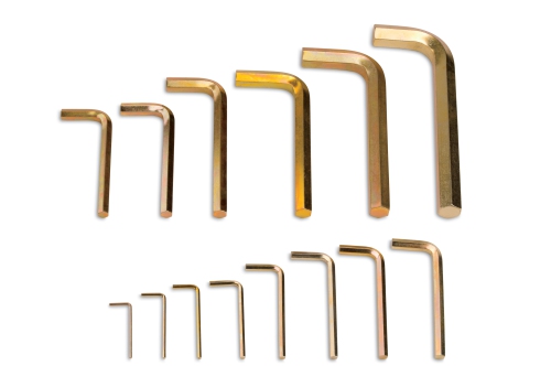 Jeu de cl&eacute;s m&acirc;les coud&eacute;es 6 pans, 14-pi&egrave;ces (2 - 19 mm.).