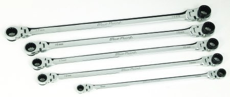 Slanke, extra lange ringratelsleutelset met flexibele kop, 5-delig (8 - 19 mm)