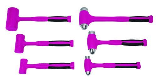 R&uuml;ckschlagfreies Kunststoff-Hammerset mit ergonomischem Griff,6-teilig (Electric Pink)