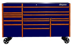 3-bank 16 ladige gereedschapswagen uit de EPIQ&trade; Series (Saphire blauw en oranje trims)