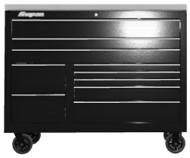 2-bank 10 ladige gereedschapswagen uit de Classic Series met roestvast stalen topblad (Zwart)
