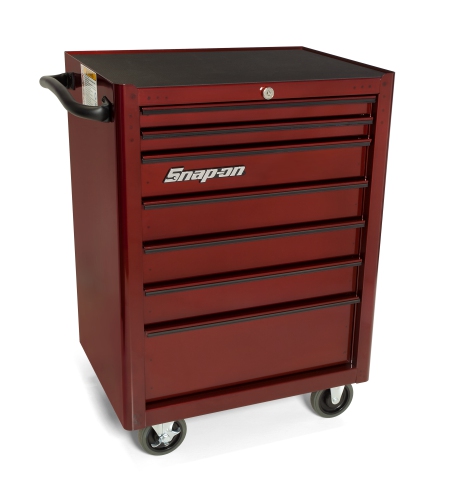 Servante Heritage avec 7 tiroirs, rouge transparent avec finitions noires