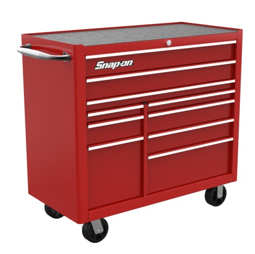 Servante 10 tiroirs Snap-on&reg;, rouge avec&nbsp;finition&nbsp;argent