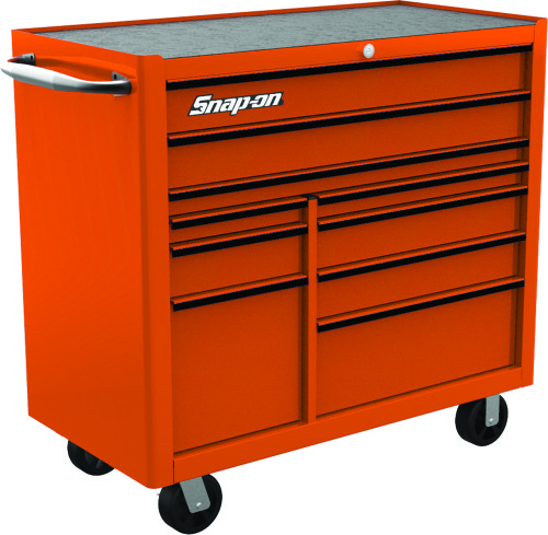 Servante 10 tiroirs Snap-on&reg;, electric orange avec finition noir