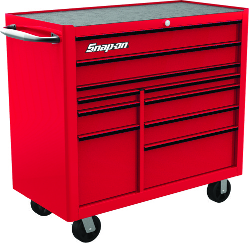 Servante 10 tiroirs Snap-on&reg;, candy apple red avec finition noir