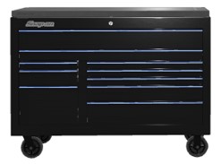 2-bank 10-ladige gereedschapswagen uit de&nbsp; Classic Series met zwart gepantserd topblad&nbsp; (Zwart met 