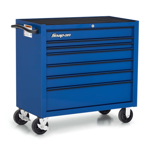 Brede Heritage gereedschapswagen met 7 lades, blauw met zwarte trim