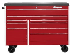 2-bank 9-ladige gereedschapswagen uit de&nbsp; Masters Series met zwart gepantserd topblad&nbsp; (Candy Apple rood)