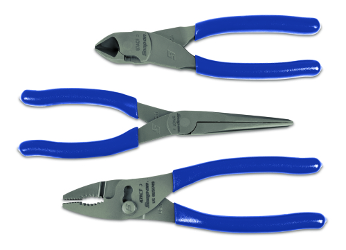 Jeu de pinces compos&eacute; d'une pince coupante, pince &agrave; bec et pince combin&eacute;e, 3-pi&egrave;ces&nbsp;(Bleu M&eacute;tallique)