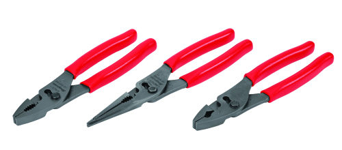 Jeu de pinces combin&eacute;es Talon Grip&trade; avec r&eacute;glage &agrave; joint coulissant, 3-pi&egrave;ces (rouge)
