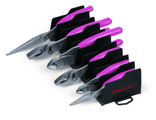 Tangenset met opberghouder, 6-delig (Electric Pink)