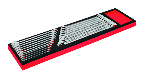 Flank Drive&reg; Plus Kombi-Schl&uuml;sselsatz mit PRO-FI&trade;-Schaumstoffeinlage, 12-kant, 19-teilig (7 &ndash; 25 mm) (rot)