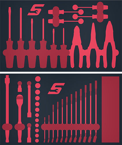 ToolBed set voor SETNLU068B in KRBCKCL40 zwart / rood